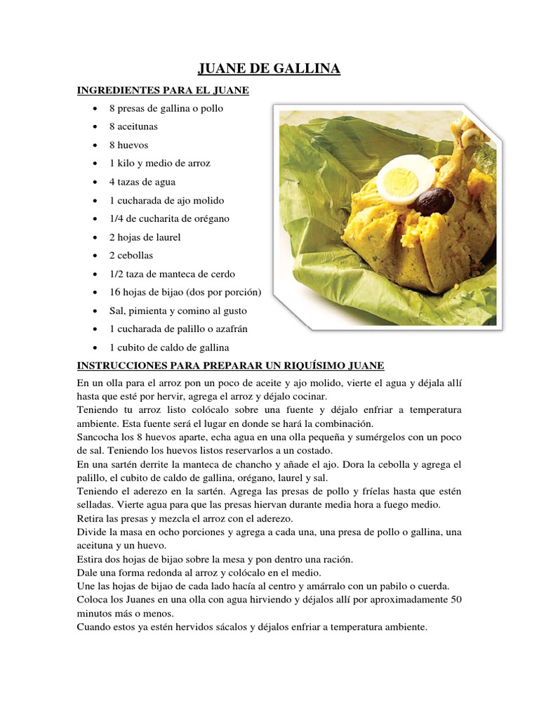 Como Se Prepara El Juane De Gallina