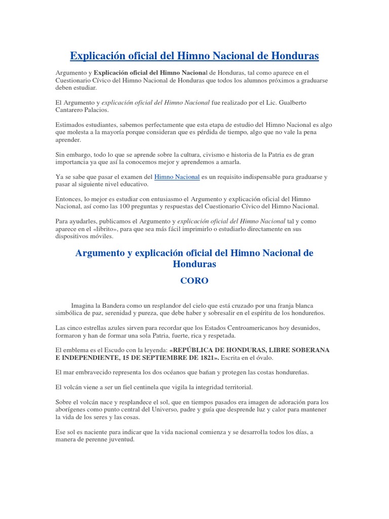 Explicacion Del Coro Del Himno