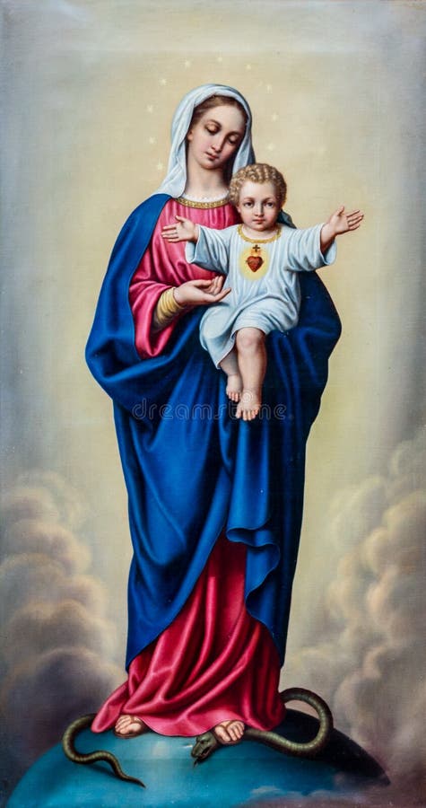 Imagen De La Virgen María Con El Niño Jesus