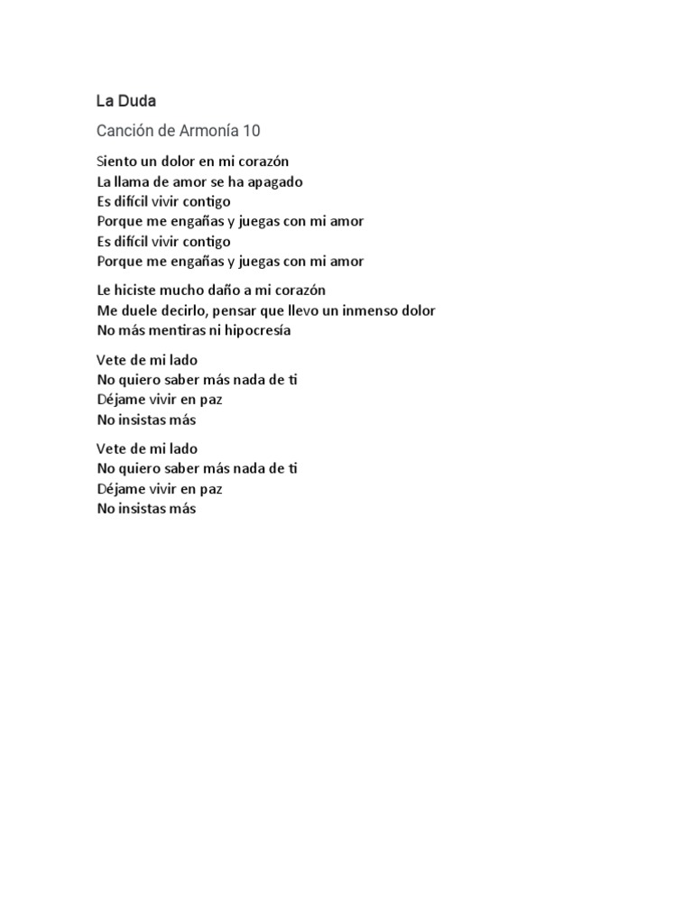 La Duda (letra)