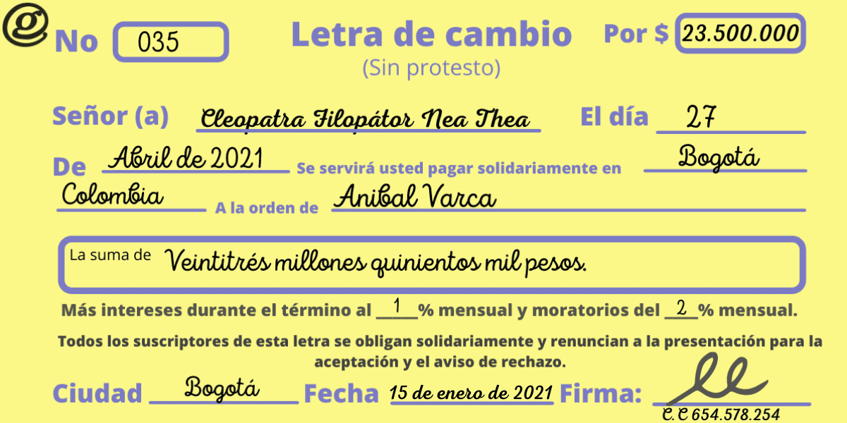 Letra De Cambio Ejemplo