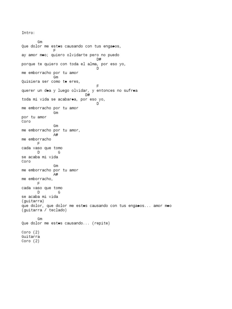 Me Emborracho Por Tu Amor (letra)