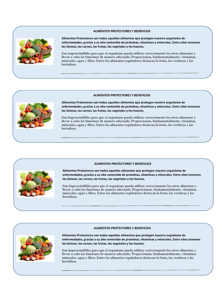 Que Nos Proporcionan Los Alimentos Protectores