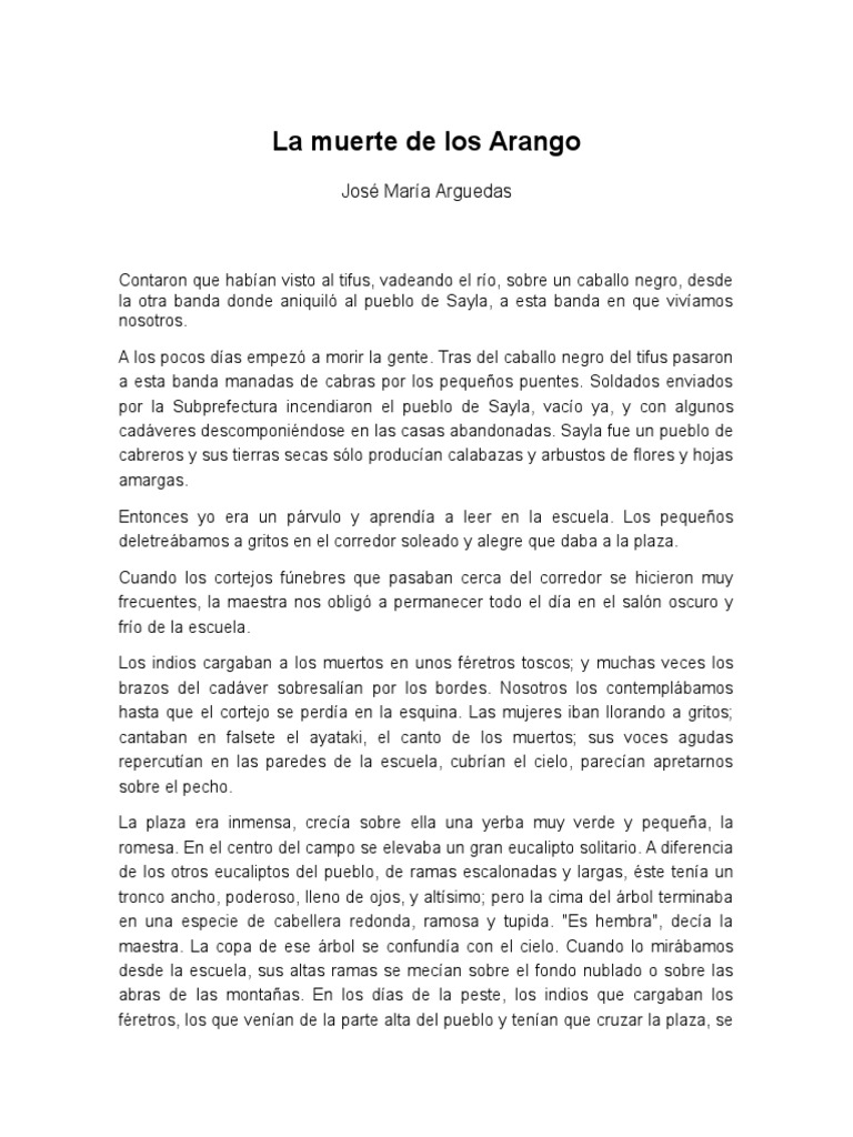 Resumen De La Muerte De Los Arango Wikipedia