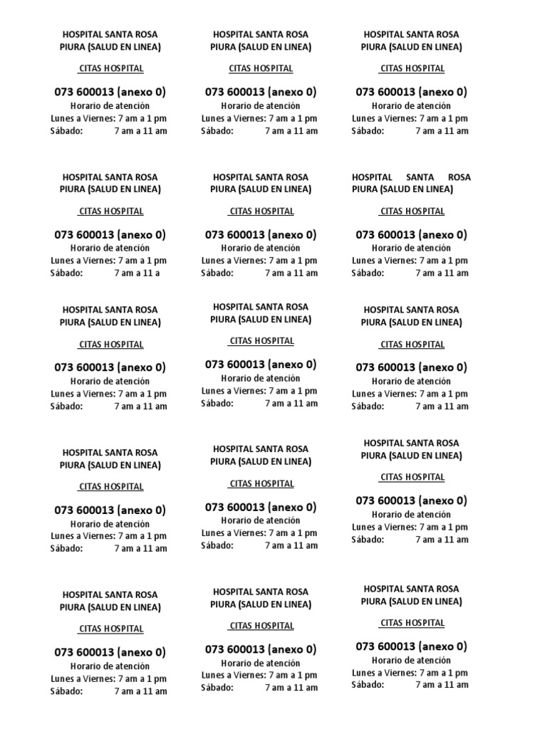 Teléfono Hospital Santa Rosa Piura