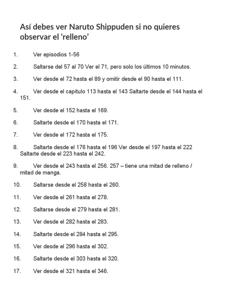 Ver Naruto Shippuden Sin Relleno Online