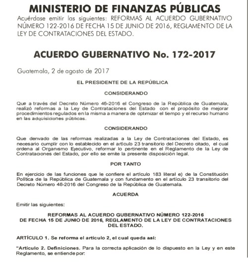 Acuerdo Gubernativo 172-2017