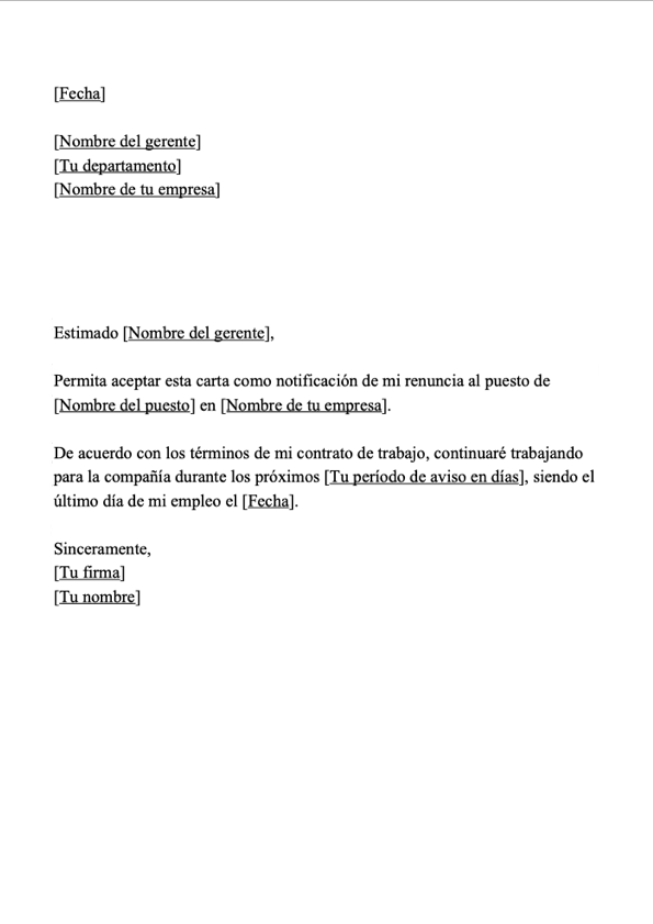 Carta De Renuncia PDF Editable