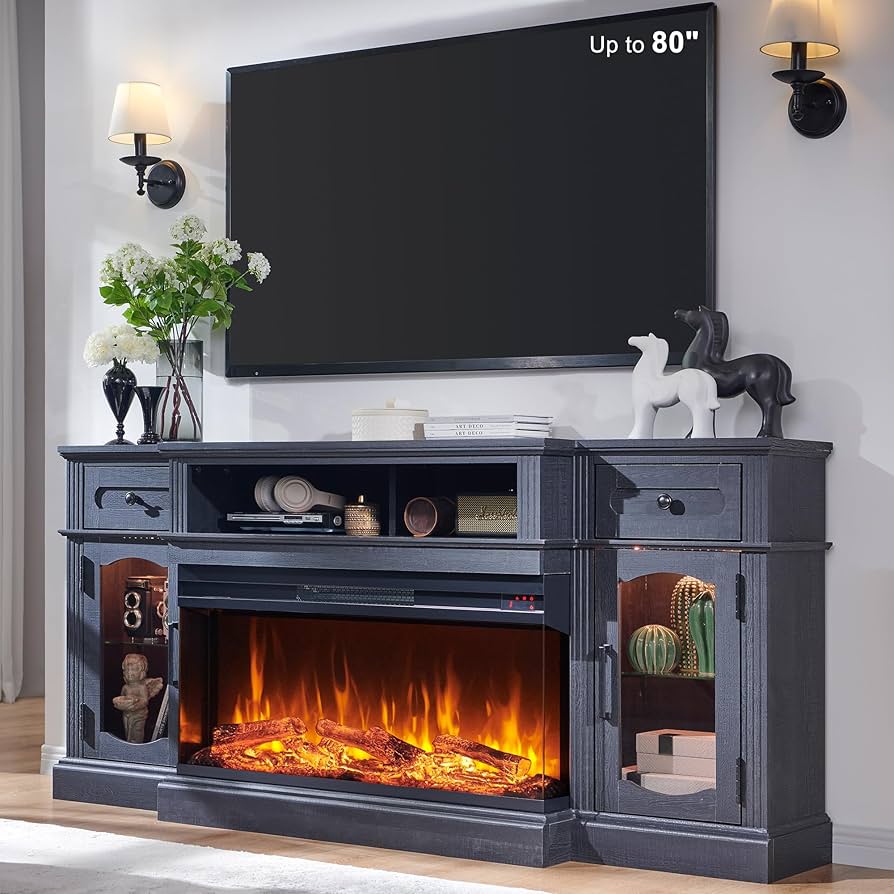 Centro De Entretenimiento Para Tv Con Chimenea