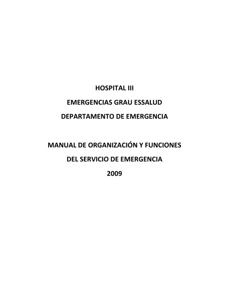 Manual De Organizacion Y Funciones Essalud