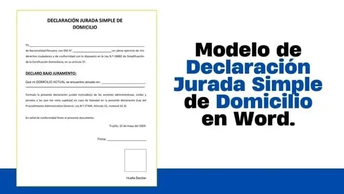 Modelo De Declaración JURADA DE Domicilio En Word