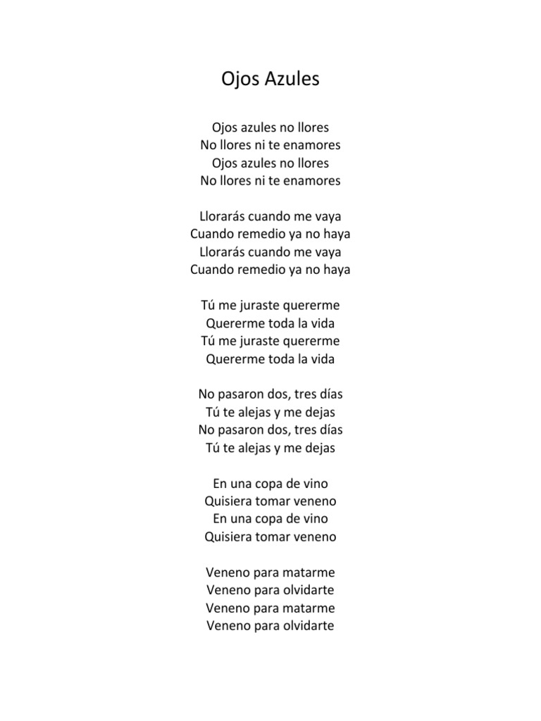 Ojos Azules Letra