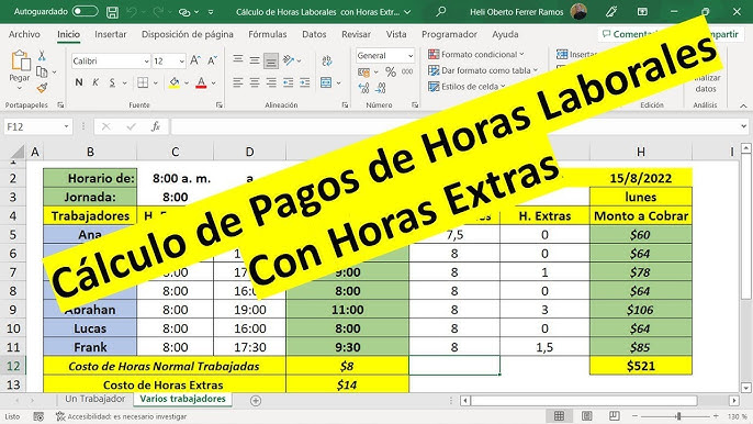 Planilla De Remuneraciones Con Horas Extras En Excel