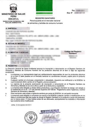 Registro Sanitario Perú