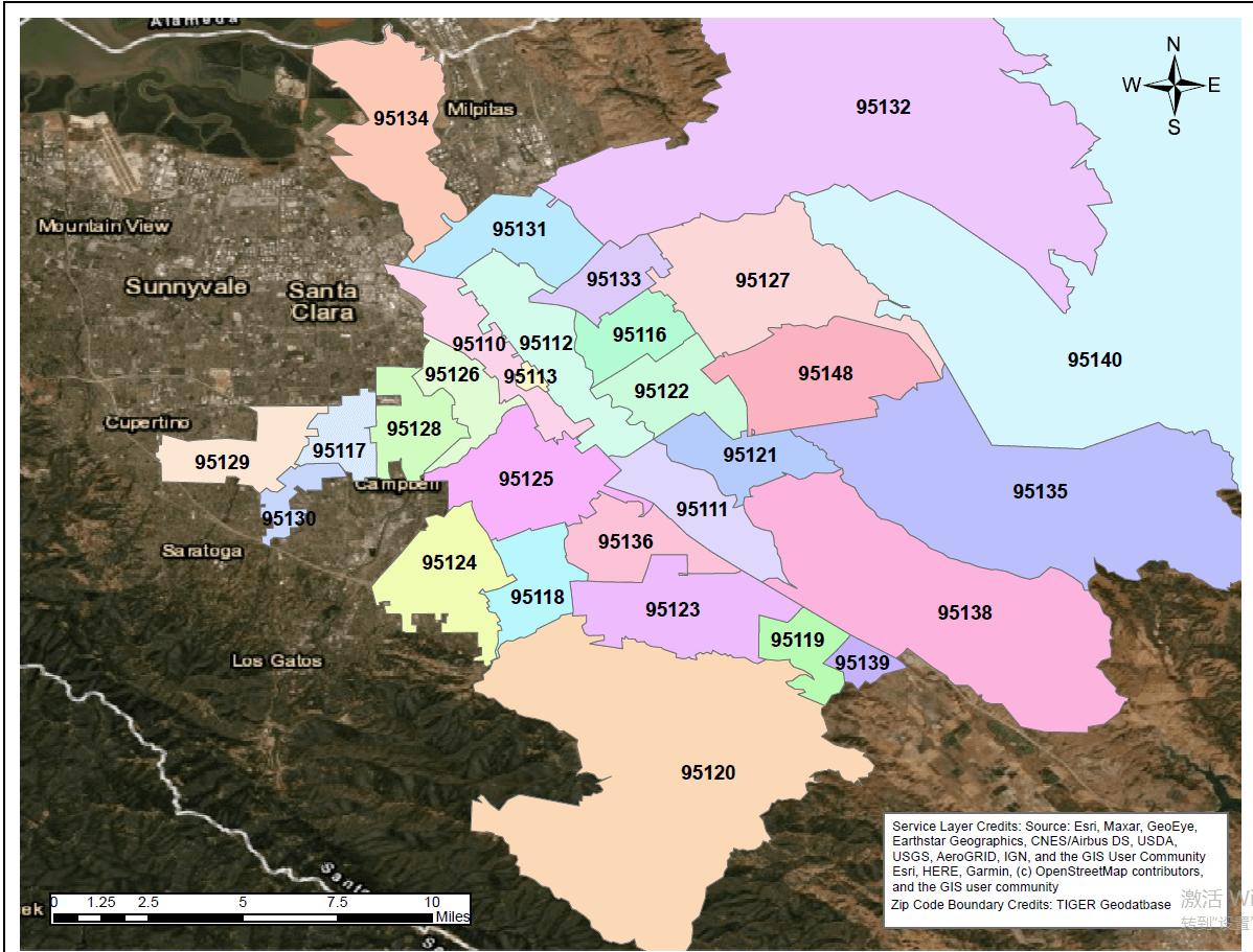South San Jose ZIP Code Map